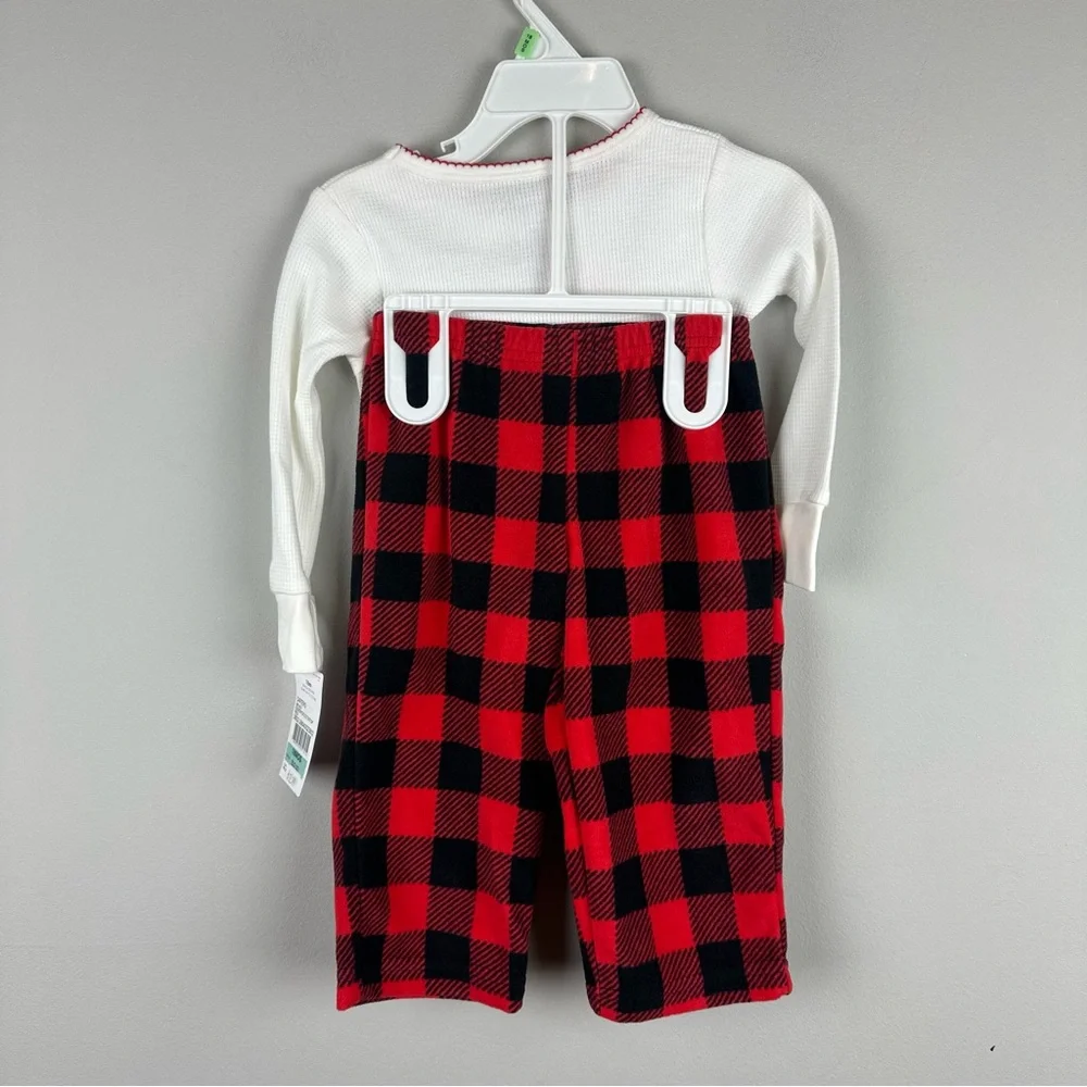 NWT Carter's White and Red Check Pajama Set Naughty or Nice sz 18m